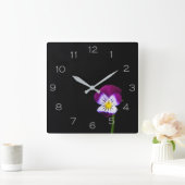 Violet Flower Grey Numbers wccn Vierkante Klok (Huis)