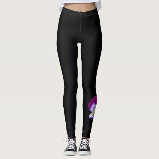 Violet Flower lecnum Leggings (Voorkant)