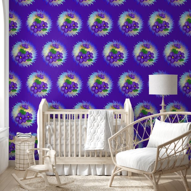 Violet Flowers Behang (Kinderen)