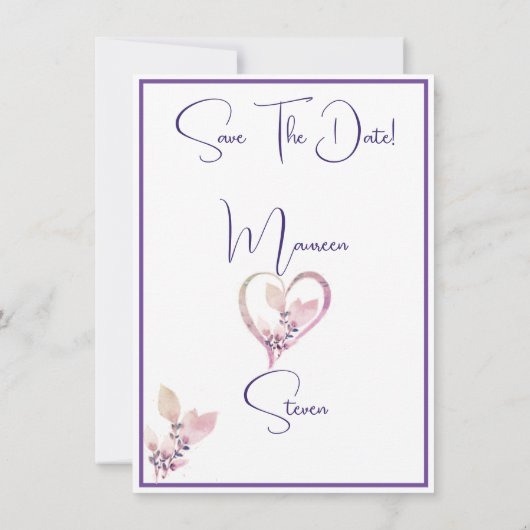 Violet Flowers Bewaar de datum Bruiloft Kaart (Achterkant)