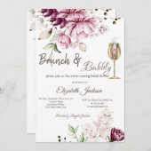 Violet Flowers Brunch & Bubble Vrijgezellenfeest Kaart (Voorkant / Achterkant)