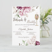 Violet Flowers Brunch & Bubbly Bruidsfeest Kaart (Staand voorkant)