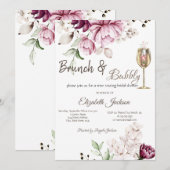 Violet Flowers Brunch & Bubbly Bruidsfeest Kaart (Voorkant / Achterkant)