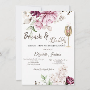 Violet Flowers Brunch & Bubbly Bruidsfeest Kaart