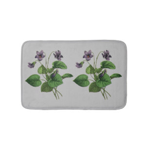 Violet Flowers  Floral Botanische Natuur grijs Badmat