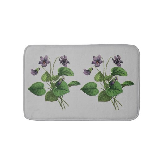 Violet Flowers Floral Botanische Natuur grijs Badmat (Voorkant)