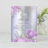 Violet Flowers Glitter Lilac 35th Birthday Kaart (Staand voorkant)