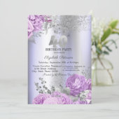 Violet Flowers Glitter Lilac 40th Birthday   Kaart (Staand voorkant)