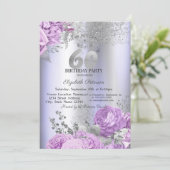 Violet Flowers Glitter Lilac 60th Birthday   Kaart (Staand voorkant)