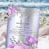 Violet Flowers Glitter Lilac 75th Birthday   Kaart