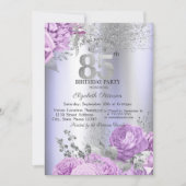 Violet Flowers Glitter Lilac 85th Birthday   Kaart (Voorkant)