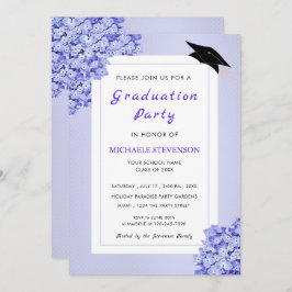 Violet Flowers Graduy Party Invitation