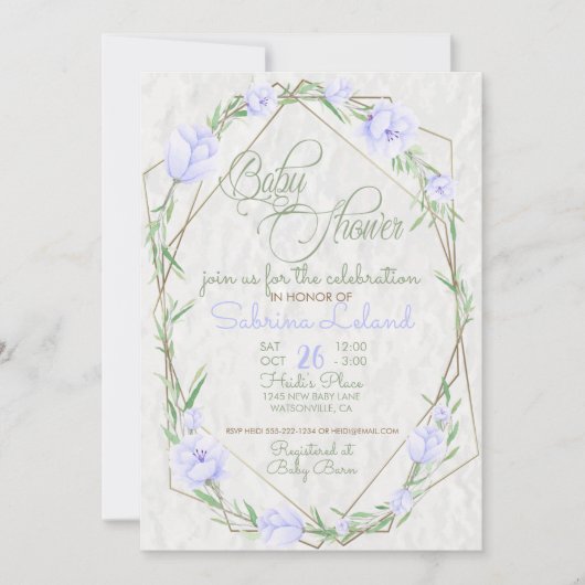 Violet Flowers Greenery Terrarium Baby shower Kaart (Voorkant)