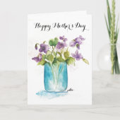 Violet Flowers in een pot - Moederdag Kaart (Voorkant)