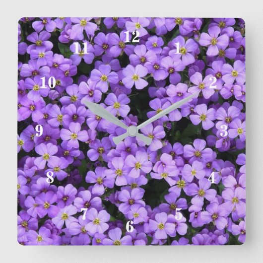 Violet Flowers - Lente Vierkante Klok (Voorkant)