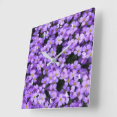 Violet Flowers - Lente Vierkante Klok (Hoek)