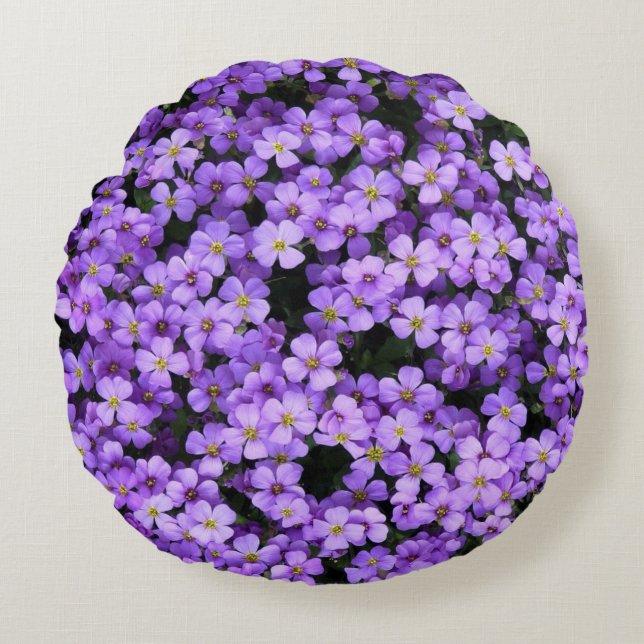Violet Flowers Rond Kussen (Voorkant)