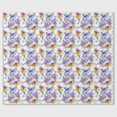 Violet Flowers Waterverf  Patroon Cadeaupapier (Vlak)