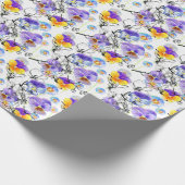 Violet Flowers Waterverf  Patroon Cadeaupapier (Hoek)