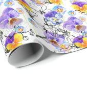 Violet Flowers Waterverf  Patroon Cadeaupapier (Rol Hoek)