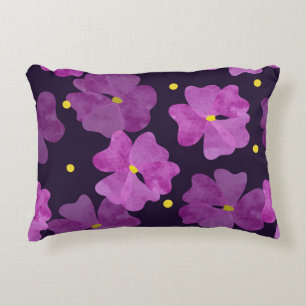Violet fluistert: Bloemen Waterverf Elegantie Accent Kussen