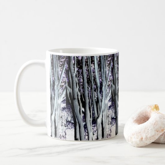 Violet Forest Tree Paars Grey Art-fotografie Koffiemok (Met donut)