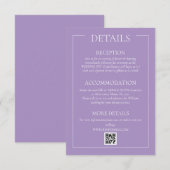 Violet Formal Wedding Details Enclosure Kaart (Voorkant / Achterkant)