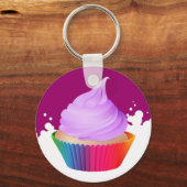 Violet Frosting Vanilla Cupcake Rainbow Baking Cup Sleutelhanger (Voorkant)