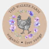 Violet Garden Boerderij Fresh Eggs Ronde Sticker (Voorkant)