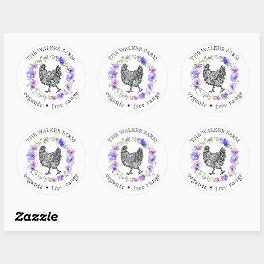 Violet Garden Boerderij Fresh Eggs Ronde Sticker (Vel)
