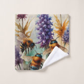 Violet Garden Buzz | Waterverf schilderij Bad Handdoek (Wasdoekje)