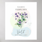 Violet Geboorte Bloem voor Februari Poster (Voorkant)