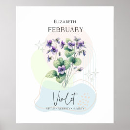Violet Geboorte Bloem voor Februari Poster