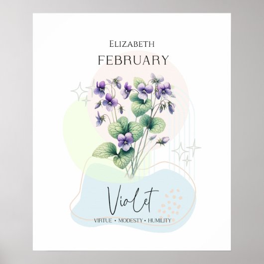 Violet Geboorte Bloem voor Februari Poster (Voorkant)