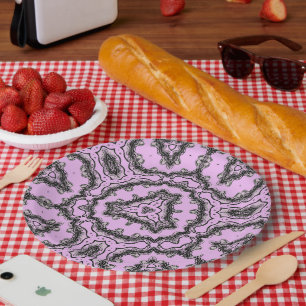Violet gecanneleerde bloem caleidoscoop ontwerp papieren bordje