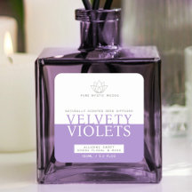 Violet gedempt paarse riet diffuser productetiket