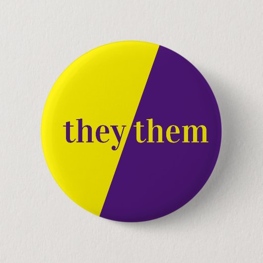 Violet geel voornaamwoord Button zij/hen (Voorkant)