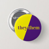 Violet geel voornaamwoord Button zij/hen (Voorkant /achterkant)