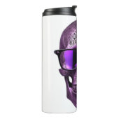 Violet gegraveerd metallic 3D schedel met zonnebri Thermosbeker (Gedraaid links)