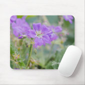 Violet Geranium Wildflower Bloemfoto met naam Muismat (Met muis)