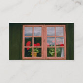 Violet Geraniums in het raam van een traditionele  Visitekaartje (Achterkant)