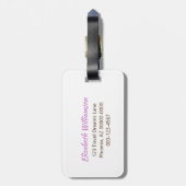 Violet Girly Glitter Initiaal Monogram Aangepaste  Bagagelabel (Achterkant verticaal)