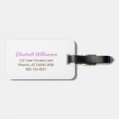 Violet Girly Glitter Initiaal Monogram Aangepaste  Bagagelabel (Achterkant horizontaal)