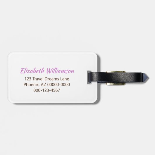 Violet Girly Glitter Initiaal Monogram Aangepaste  Bagagelabel (Achterkant horizontaal)