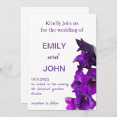 Violet Gladiolus Bloemenbruiloft Kaart (Voorkant / Achterkant)