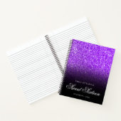Violet Glitter Black Ombre Sweet Sixteen Guestbook Notitieboek (Binnen)
