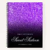 Violet Glitter Black Ombre Sweet Sixteen Guestbook Notitieboek (Voorkant)