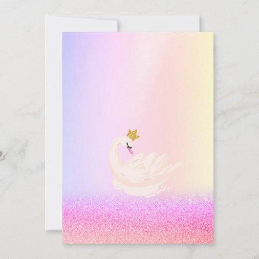 Violet Glitter Bokeh, Swan Crown Baby shower Kaart (Achterkant)