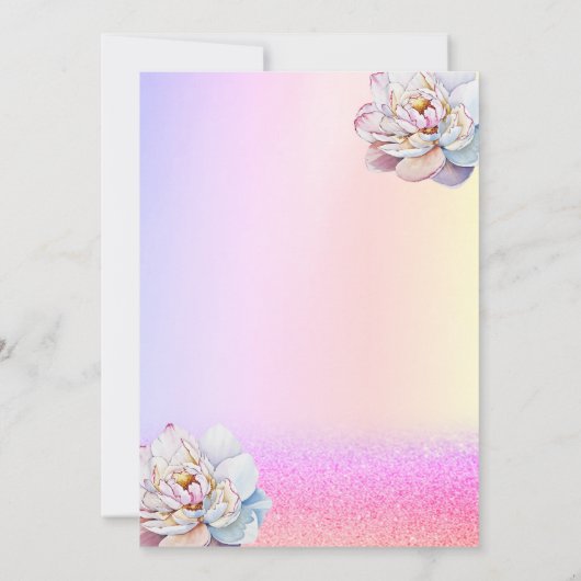 Violet Glitter Bokeh, Swan Flower Baby shower Kaart (Achterkant)