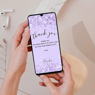 Violet glitter dank je creditcard kaart